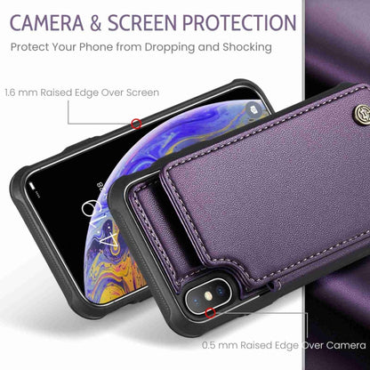 For iPhone XS Max CaseMe C22 Card Slots Holder RFID Anti-theft Phone Case(Purple) - More iPhone Cases by CaseMe | Online Shopping UK | buy2fix