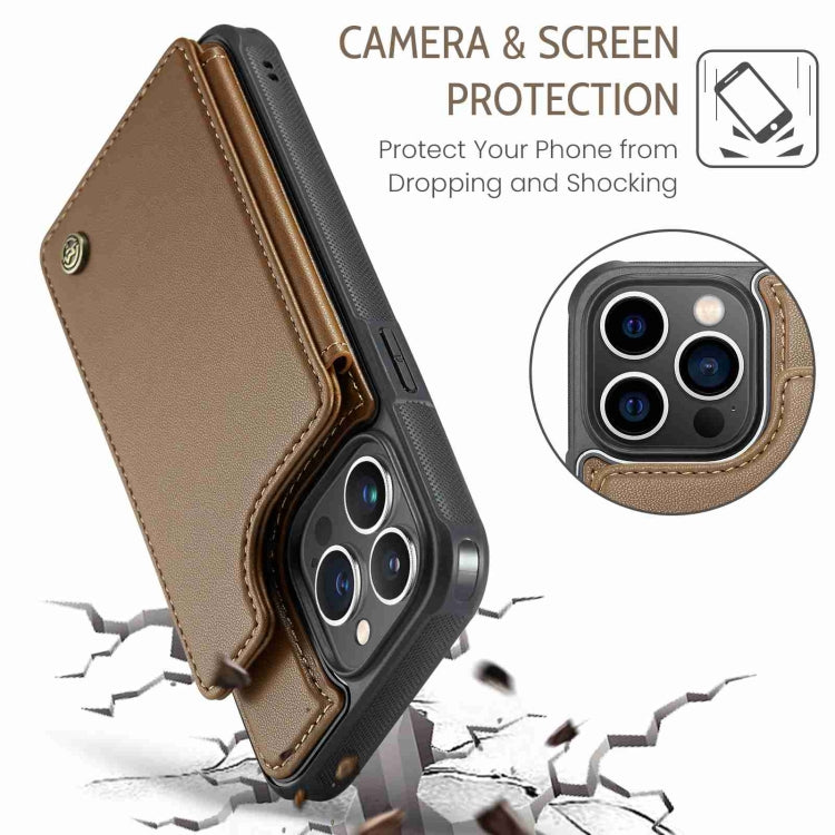 For iPhone 13 Pro Max CaseMe C22 Card Slots Holder RFID Anti-theft Phone Case(Brown) - iPhone 13 Pro Max Cases by CaseMe | Online Shopping UK | buy2fix