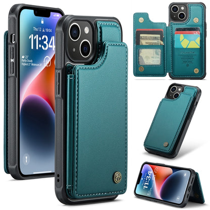 For iPhone 14 Plus CaseMe C22 Card Slots Holder RFID Anti-theft Phone Case(Blue Green) - iPhone 14 Plus Cases by CaseMe | Online Shopping UK | buy2fix