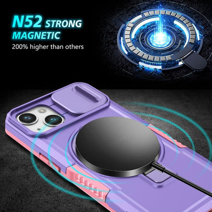 For iPhone 13 Sliding Camshield Magsafe Holder TPU Hybrid PC Phone Case(Pink Purple) - iPhone 13 Cases by buy2fix | Online Shopping UK | buy2fix