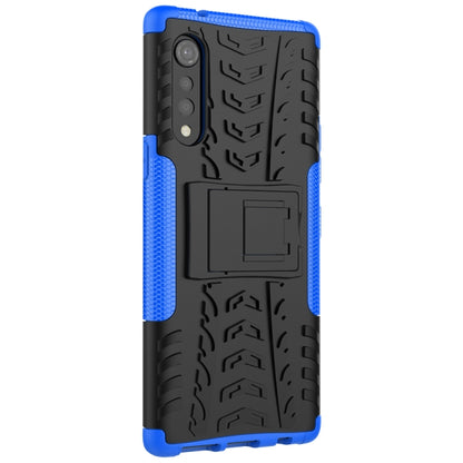 For LG Velvet Tire Texture Shockproof TPU+PC Protective Case with Holder(Blue) - LG by buy2fix | Online Shopping UK | buy2fix