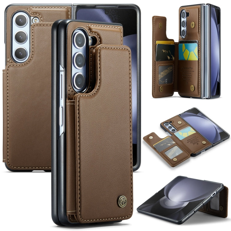 For Samsung Galaxy Z Fold5 CaseMe C22 PC+TPU Business Style RFID Anti-theft Leather Phone Case(Brown) - Galaxy Z Fold5 Cases by CaseMe | Online Shopping UK | buy2fix