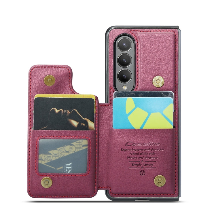 For Samsung Galaxy Z Fold3 5G CaseMe C22 PC+TPU Business Style RFID Anti-theft Leather Phone Case(Wine Red) - Galaxy Phone Cases by CaseMe | Online Shopping UK | buy2fix