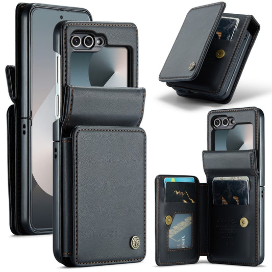 For Samsung Galaxy Z Flip6 5G CaseMe C22 PC+TPU Business Style RFID Anti-theft Leather Phone Case(Black) - Galaxy Z Flip6 5G Cases by CaseMe | Online Shopping UK | buy2fix