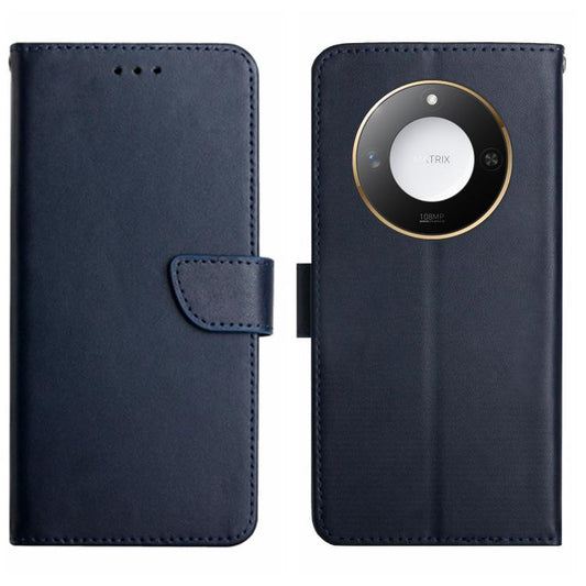 For Honor X9c Smart HT02 Genuine Leather Fingerprint-proof Flip Phone Case(Blue) - Honor Cases by buy2fix | Online Shopping UK | buy2fix