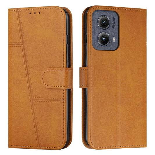 For Motorola Edge 2024 Stitching Calf Texture Buckle Leather Phone Case(Yellow) - Motorola Cases by buy2fix | Online Shopping UK | buy2fix