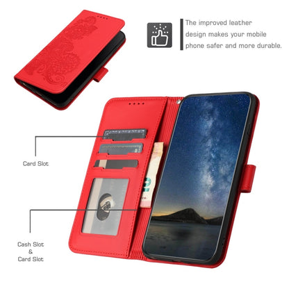 For Motorola Moto G Stylus 5G 2024 Datura Flower Embossed Flip Leather Phone Case(Red) - Motorola Cases by buy2fix | Online Shopping UK | buy2fix