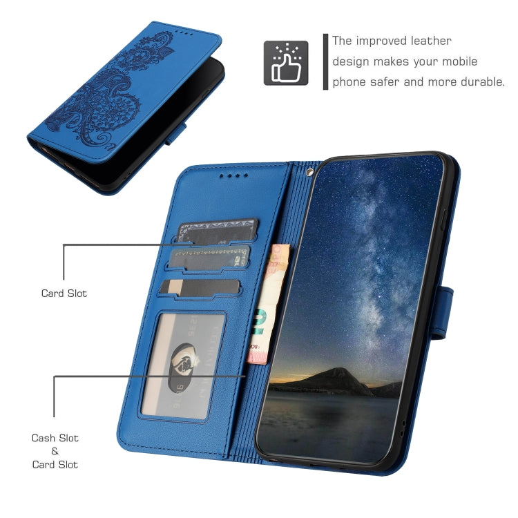 For Realme C53 Datura Flower Embossed Flip Leather Phone Case(Blue) - Realme Cases by buy2fix | Online Shopping UK | buy2fix