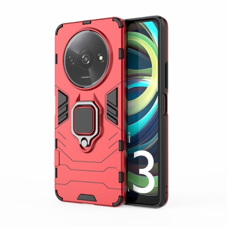 For Xiaomi Redmi A3 4G Shockproof PC + TPU Holder Phone Case(Red) - Xiaomi Cases by buy2fix | Online Shopping UK | buy2fix