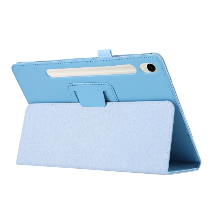 For Samsung Galaxy Tab S9 Litchi Texture Leather Tablet Case with Holder(Sky Blue) - Other Galaxy Tab PC by buy2fix | Online Shopping UK | buy2fix