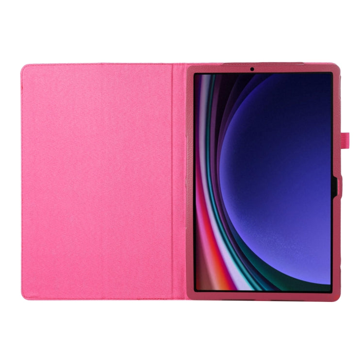 For Samsung Galaxy Tab S9 Ultra Litchi Texture Leather Tablet Case with Holder(Rose Red) - Other Galaxy Tab PC by buy2fix | Online Shopping UK | buy2fix