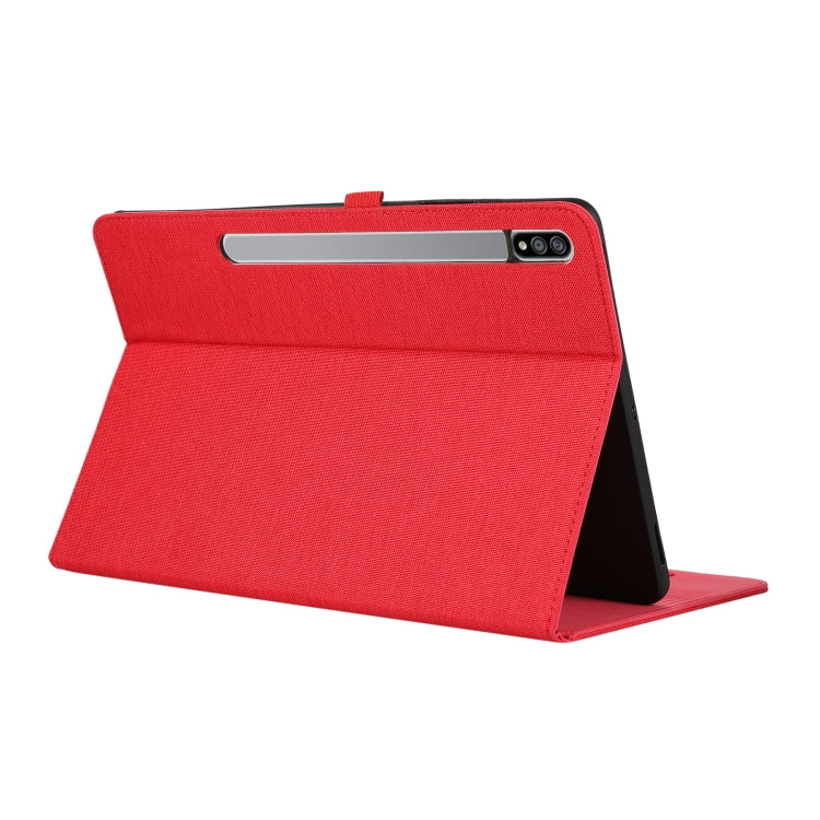 For Samsung Galaxy Tab S9 Horizontal Flip TPU + Fabric PU Leather Tablet Case(Red) - Galaxy Tab S9 Cases by buy2fix | Online Shopping UK | buy2fix