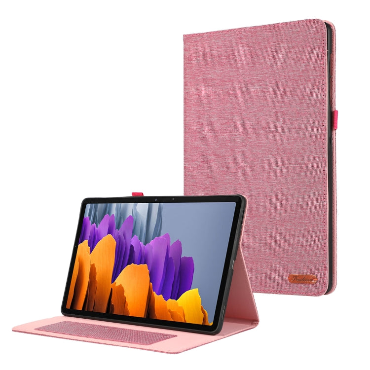 For Samsung Galaxy Tab S9+ Horizontal Flip TPU + Fabric PU Leather Tablet Case(Rose Red) - Galaxy Tab S9+ Cases by buy2fix | Online Shopping UK | buy2fix