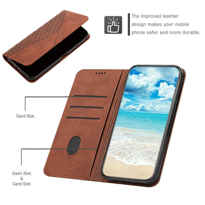 For Motorola Edge 50 Ultra Diamond Splicing Skin Feel Magnetic Leather Phone Case(Brown) - Motorola Cases by buy2fix | Online Shopping UK | buy2fix