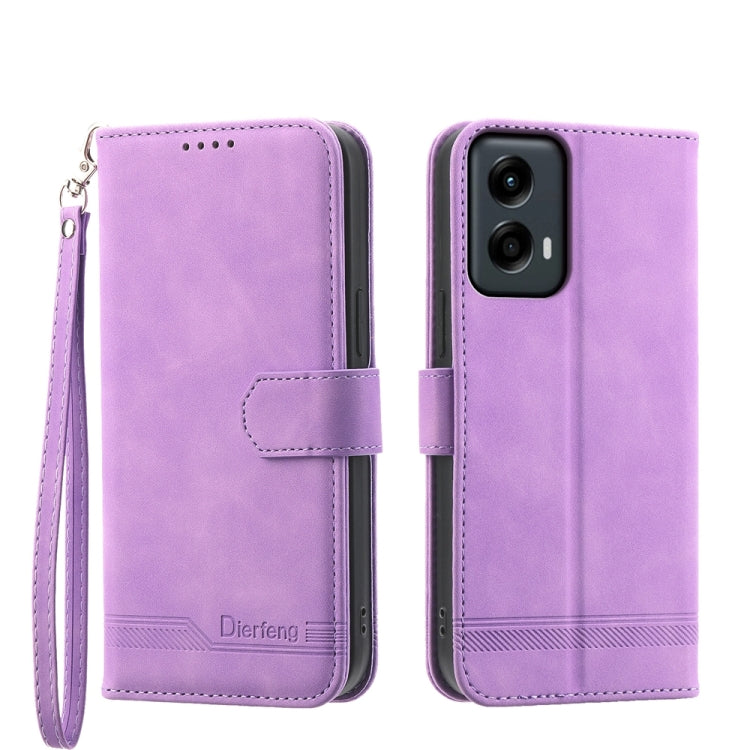 For Motorola Moto G Stylus 5G 2024 Dierfeng Dream Line TPU + PU Leather Phone Case(Purple) - Motorola Cases by buy2fix | Online Shopping UK | buy2fix