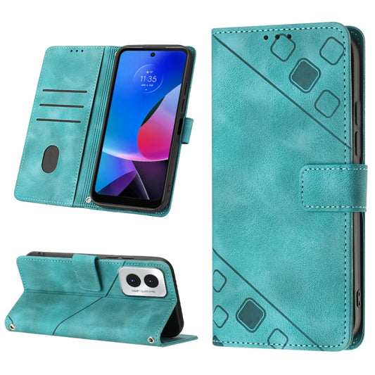 For Motorola Moto G Play 4G 2024 Skin Feel Embossed Leather Phone Case(Green) - Motorola Cases by buy2fix | Online Shopping UK | buy2fix