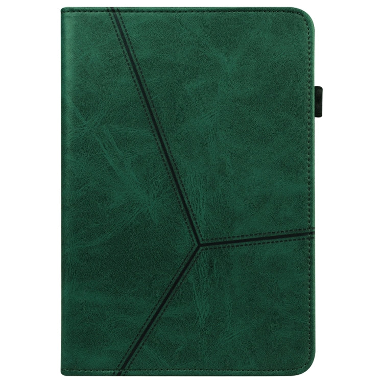 For Samsung Galaxy Tab S9 / S9 FE Solid Color Stripe Embossed Leather Tablet Case(Green) - Galaxy Tab S9 FE by buy2fix | Online Shopping UK | buy2fix