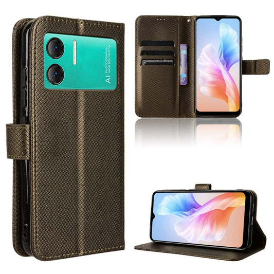 For Doogee X98 Diamond Texture Leather Phone Case(Brown) - Doogee Cases by buy2fix | Online Shopping UK | buy2fix