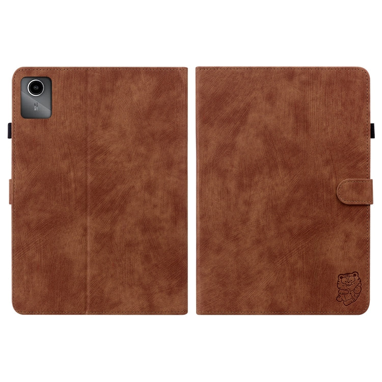 For Lenovo Tab M11/Xiaoxin Pad 11 2024 Tiger Pattern Flip Leather Tablet Case(Brown) - Lenovo by buy2fix | Online Shopping UK | buy2fix