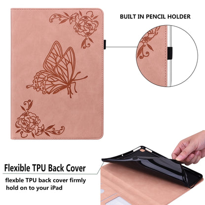 For Lenovo Tab M11/Xiaoxin Pad 11 2024 Butterfly Flower Embossed Leather Tablet Case(Rose Gold) - Lenovo by buy2fix | Online Shopping UK | buy2fix