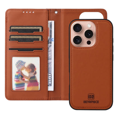 For iPhone 16 Pro BETOPNICE BN-005 2 in 1 Detachable Imitate Genuine Leather Phone Case(Brown) - iPhone 16 Pro Cases by BETOPNICE | Online Shopping UK | buy2fix