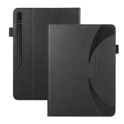 For Samsung Galaxy Tab S9 Ultra / S8 Ultra Litchi Texture Leather Sucker Tablet Case(Black) - Galaxy Tab S9 Ultra Cases by buy2fix | Online Shopping UK | buy2fix