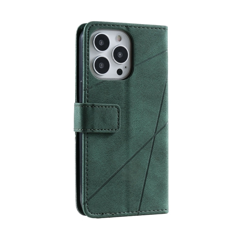 For iPhone 16 Pro Skin Feel Splicing Leather Phone Case(Green) - iPhone 16 Pro Cases by buy2fix | Online Shopping UK | buy2fix