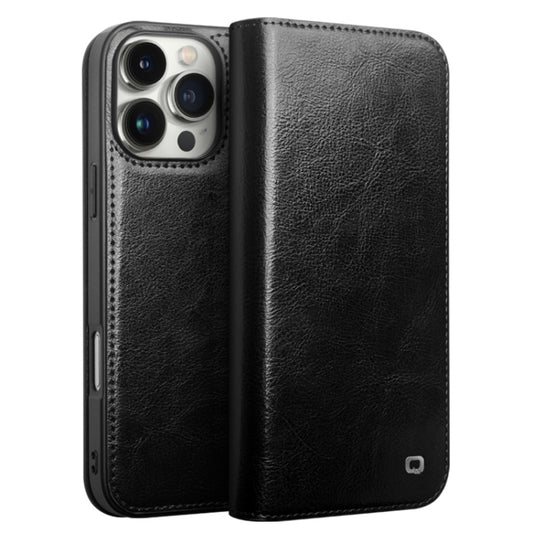 For iPhone 16 Pro Max QIALINO Classic Genuine Leather Phone Case(Black) - iPhone 16 Pro Max Cases by QIALINO | Online Shopping UK | buy2fix