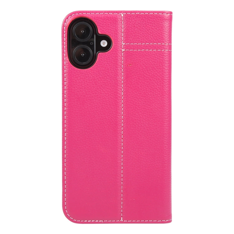 For iPhone 16 Plus GEBEI Top-grain Horizontal Flip Leather Phone Case(Rose Red) - iPhone 16 Plus Cases by GEBEI | Online Shopping UK | buy2fix