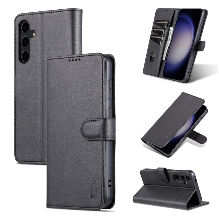 For Samsung Galaxy S24+ 5G AZNS Skin Feel Calf Texture Flip Leather Phone Case(Black) - Galaxy S24+ 5G Cases by AZNS | Online Shopping UK | buy2fix