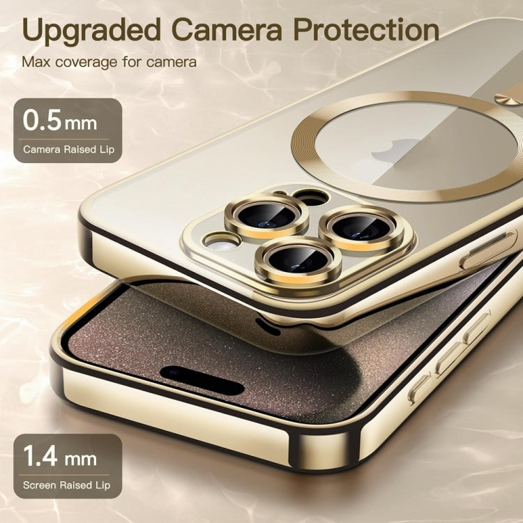 For iPhone 14 Pro Max Magsafe Magnetic Transparent Electroplated TPU Phone Case(Gold) - iPhone 14 Pro Max Cases by buy2fix | Online Shopping UK | buy2fix