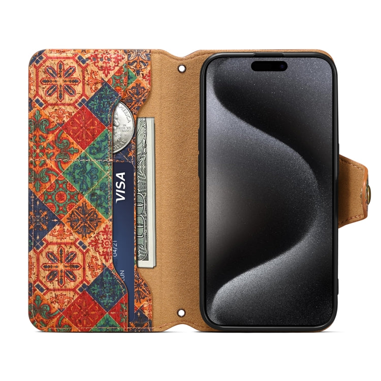 For iPhone 16 Pro Max Denior Flower Language Series Cork Fabric Oil Edge Leather Phone Case(Winter) - iPhone 16 Pro Max Cases by Denior | Online Shopping UK | buy2fix