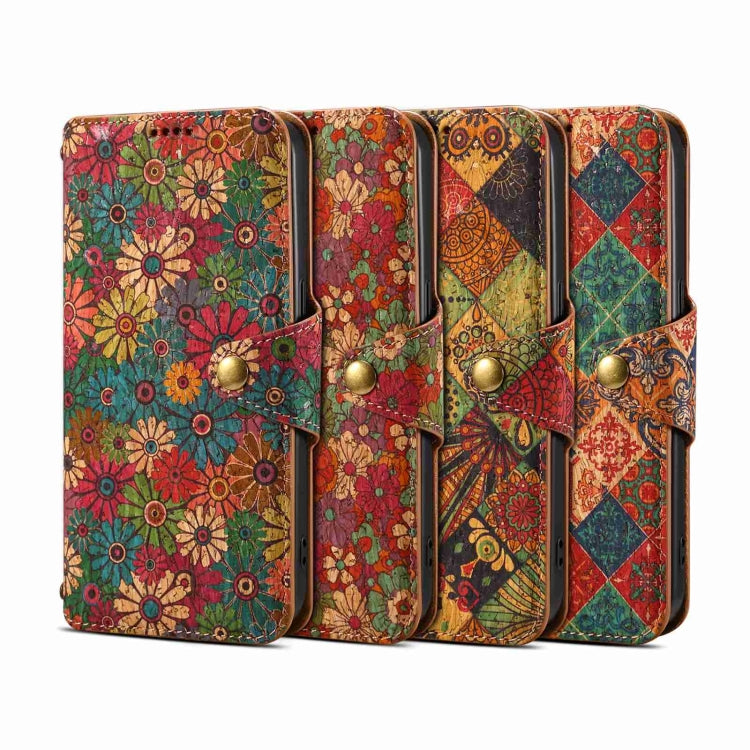 For iPhone 16 Denior Flower Language Series Cork Fabric Oil Edge Leather Phone Case(Summer) - iPhone 16 Cases by Denior | Online Shopping UK | buy2fix