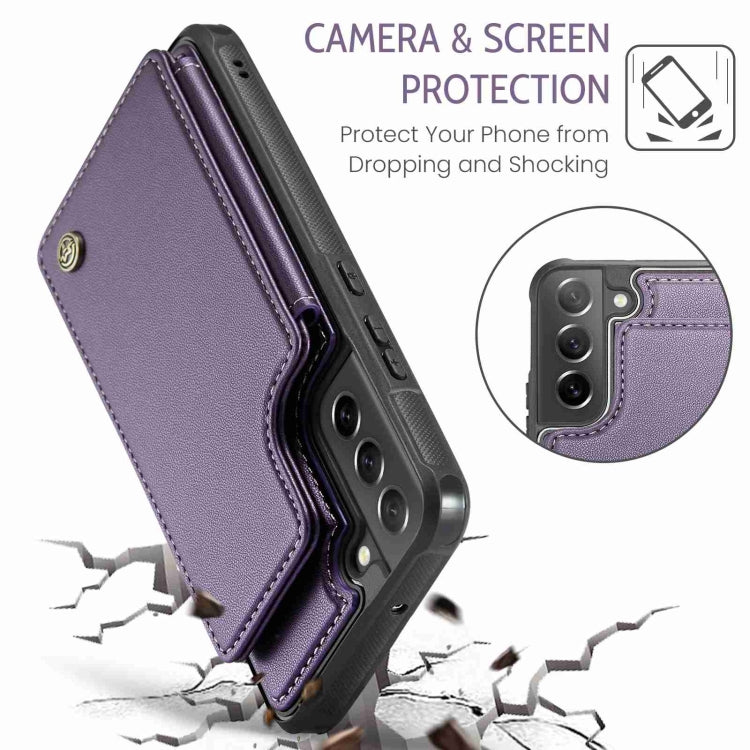 For Samsung Galaxy S21 FE 5G CaseMe C22 Card Slots Holder RFID Anti-theft Phone Case(Purple) - Galaxy Phone Cases by CaseMe | Online Shopping UK | buy2fix