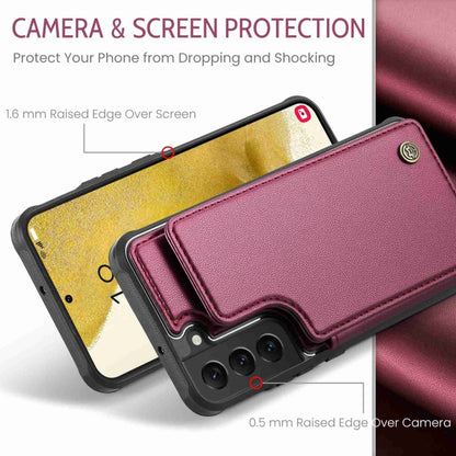 For Samsung Galaxy S22+ 5G CaseMe C22 Card Slots Holder RFID Anti-theft Phone Case(Wine Red) - Galaxy S22+ 5G Cases by CaseMe | Online Shopping UK | buy2fix