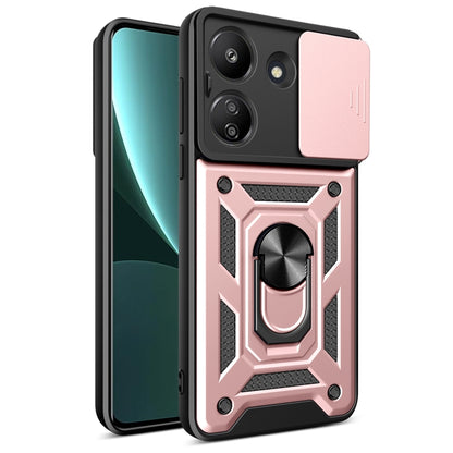 For Xiaomi Redmi 13C 4G Sliding Camera Cover Design TPU Hybrid PC Phone Case(Rose Gold) - 13C Cases by buy2fix | Online Shopping UK | buy2fix