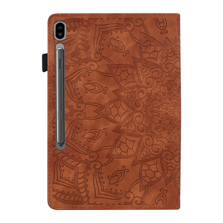 For Samsung Galaxy Tab S9 FE+ Calf Texture Embossed Leather Tablet Case(Brown) - Galaxy Tab S9 FE+ by buy2fix | Online Shopping UK | buy2fix