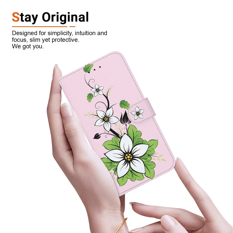 For iPhone SE 2024 Crystal Texture Colored Drawing Leather Phone Case(Lily) - More iPhone Cases by buy2fix | Online Shopping UK | buy2fix