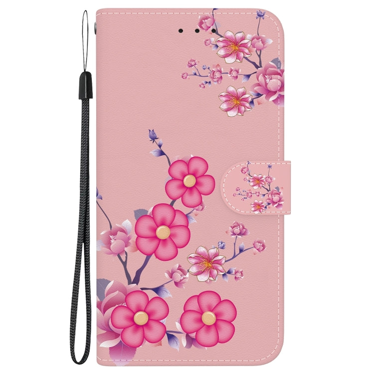 For iPhone 16 Pro Crystal Texture Colored Drawing Leather Phone Case(Cherry Blossoms) - iPhone 16 Pro Cases by buy2fix | Online Shopping UK | buy2fix