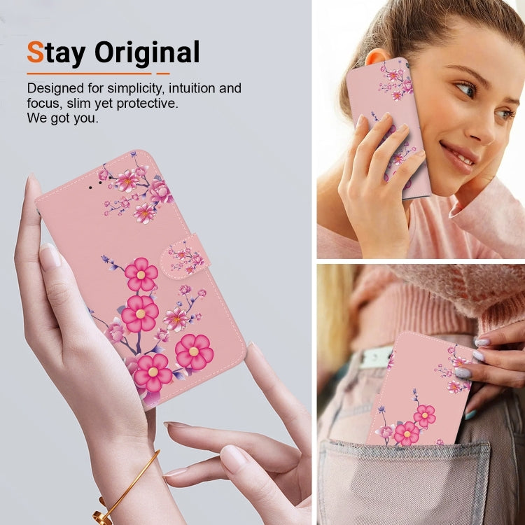 For iPhone 16 Pro Crystal Texture Colored Drawing Leather Phone Case(Cherry Blossoms) - iPhone 16 Pro Cases by buy2fix | Online Shopping UK | buy2fix