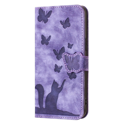 For Xiaomi Redmi Note 13 Pro+ 5G Butterfly Cat Embossing Flip Leather Phone Case(Purple) - Note 13 Pro+ Cases by buy2fix | Online Shopping UK | buy2fix