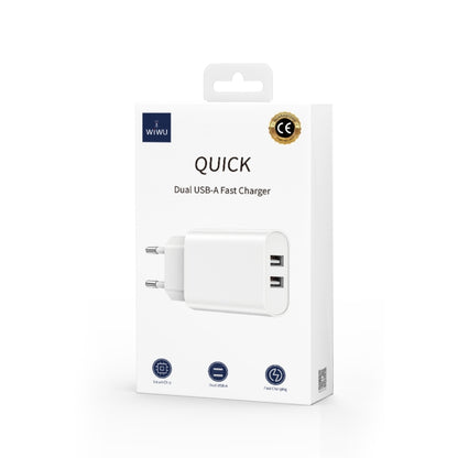 WIWU Wi-U003 Quick Series 2.4A USB-A Dual Port Fast Charger, EU Plug(Black) - USB Charger by WIWU | Online Shopping UK | buy2fix