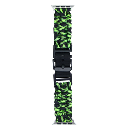 For Apple Watch Ultra 2 49mm Paracord Plain Braided Webbing Buckle Watch Band(Black Green) - Watch Bands by buy2fix | Online Shopping UK | buy2fix