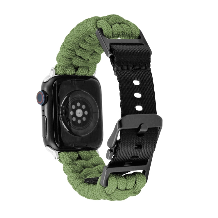 For Apple Watch Ultra 49mm Paracord Plain Braided Webbing Buckle Watch Band(Army Green) - Watch Bands by buy2fix | Online Shopping UK | buy2fix