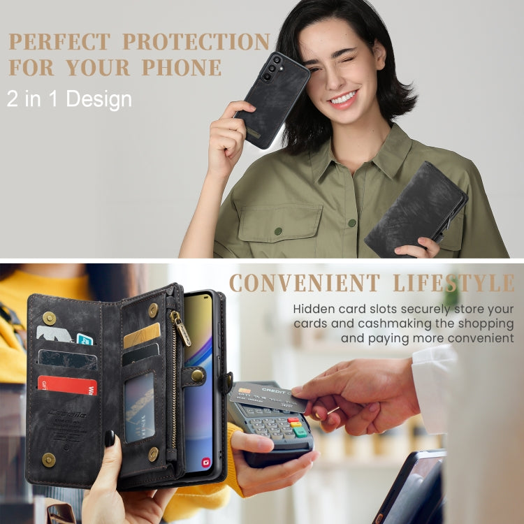 For Samsung Galaxy A15 5G CaseMe 008 Multifunctional Zipper Wallet Leather Phone Case with Lanyard(Black) - Galaxy Phone Cases by CaseMe | Online Shopping UK | buy2fix