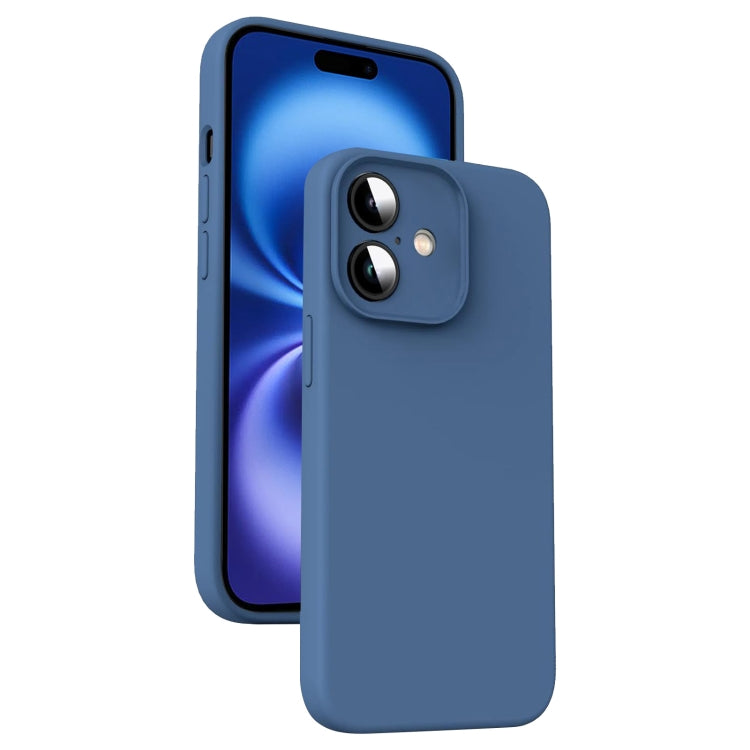 For iPhone 16 Microfiber Liquid Silicone Shockproof Phone Case(Blue) - iPhone 16 Cases by buy2fix | Online Shopping UK | buy2fix