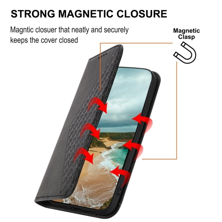 For iPhone 16 Pro Cubic Grid Calf Texture Magnetic Leather Phone Case(Black) - iPhone 16 Pro Cases by buy2fix | Online Shopping UK | buy2fix