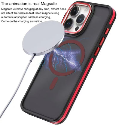 For iPhone 12 Pro Max Two-color Frosted MagSafe Magnetic Phone Case(Black) - iPhone 12 Pro Max Cases by buy2fix | Online Shopping UK | buy2fix