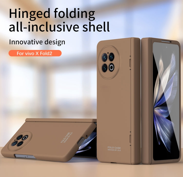 For vivo X Fold2 Extraordinary Series Hinged Folding Full Phone Case(Coffee) - vivo Cases by buy2fix | Online Shopping UK | buy2fix