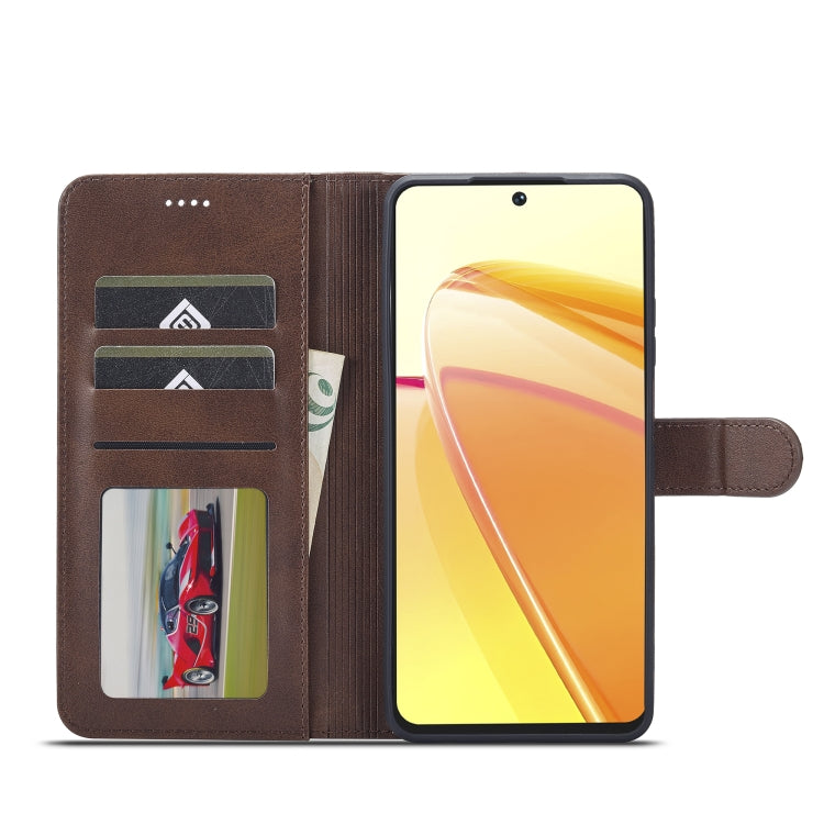 For Realme C55 LC.IMEEKE Calf Texture Horizontal Flip Leather Case(Brown) - Realme Cases by LC.IMEEKE | Online Shopping UK | buy2fix